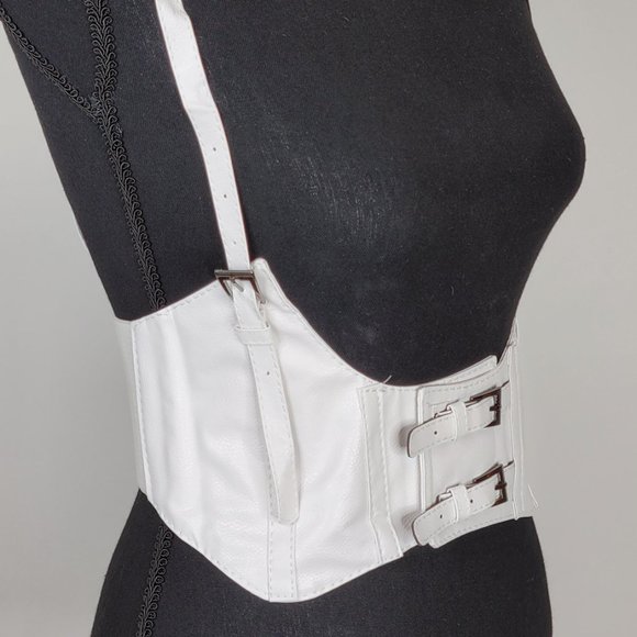 White Suspender PU Leather Harness Belt- RESTOCKED - Picture 2 of 5